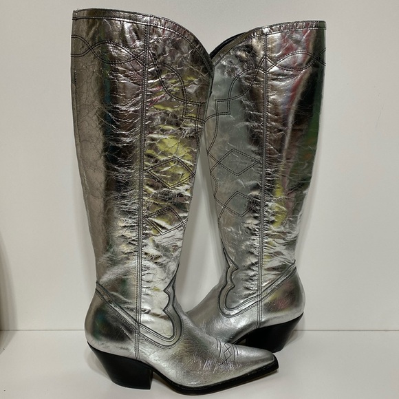 Vince Camuto Nedema Western Knee High Boot in Metallic Silver - Picture 1 of 17